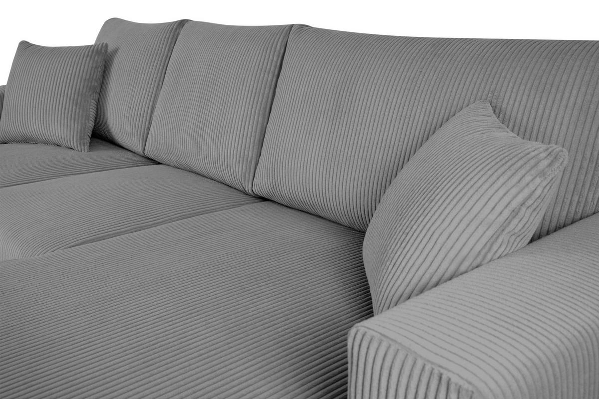 ECKSCHLAFSOFA EGRET Rechts mit Bettkasten, Cord-Stoff, dunkelgrau - Dunkelgrau, Textil (234/90cm) - KONSIMO®