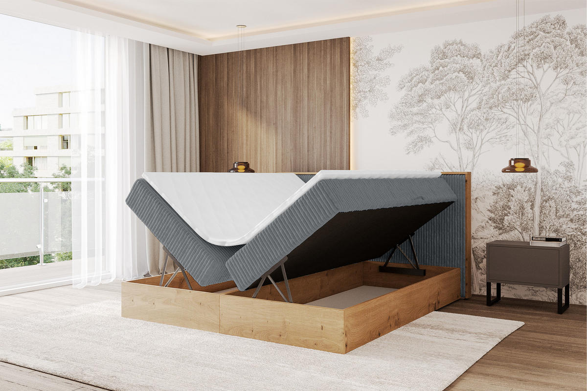 BOXBETT LOLLI9 - 160x200 - H3 Dunkelgrau - Dunkelgrau, Holzwerkstoff (160/200cm) - ALTDECOR