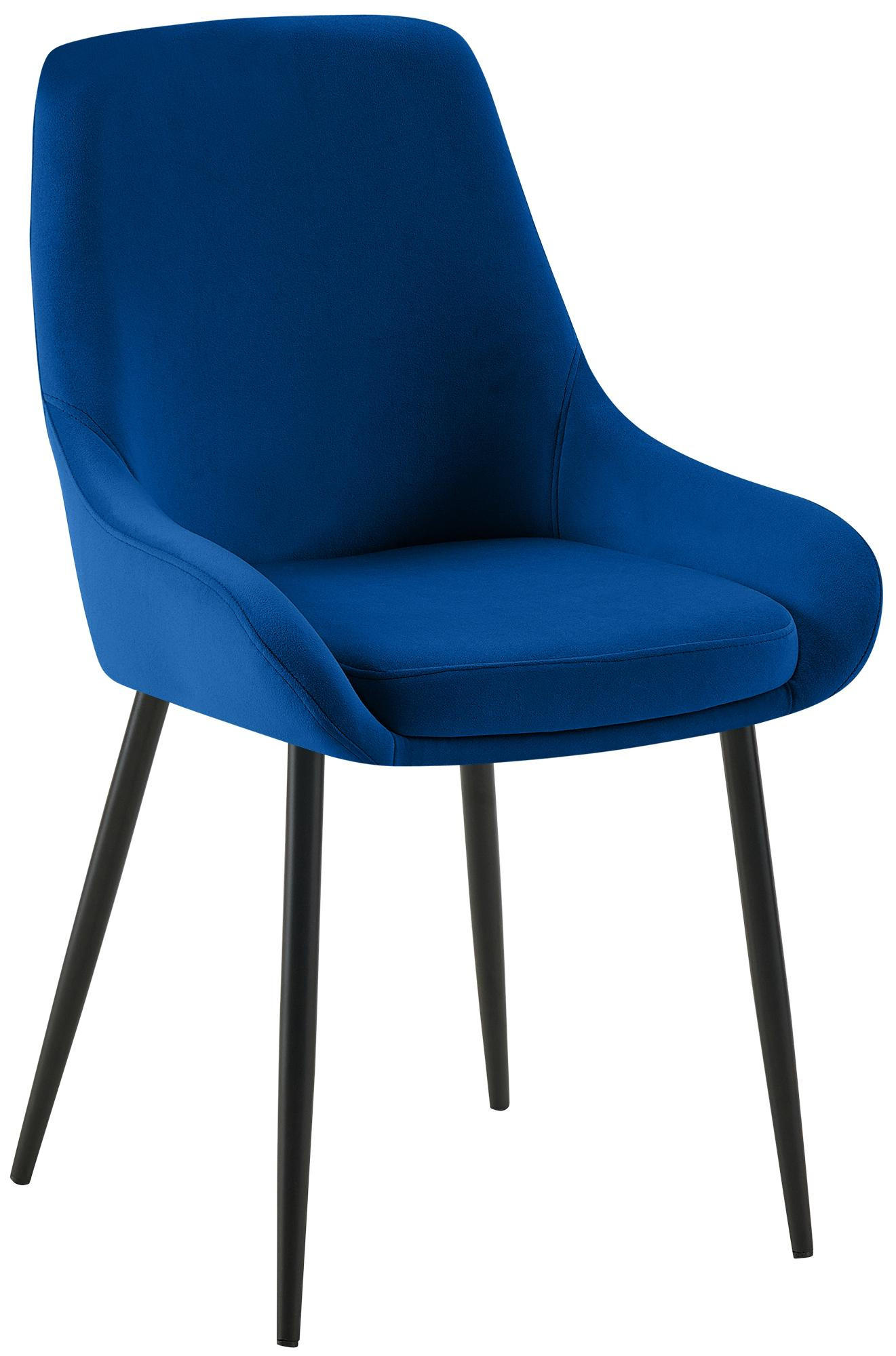 STUHL Samt Dunkelblau - Schwarz/Dunkelblau, Textil (50/86/53cm) - CLP