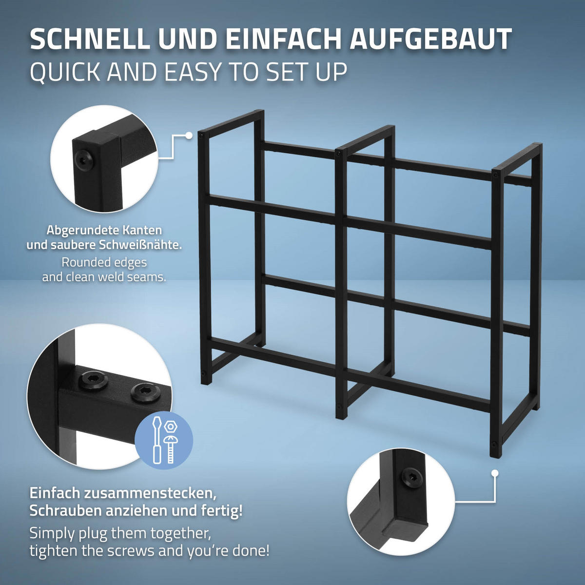 GETRÄNKEKISTENREGAL - Schwarz, Metall (31/75.5/91cm) - ML-DESIGN