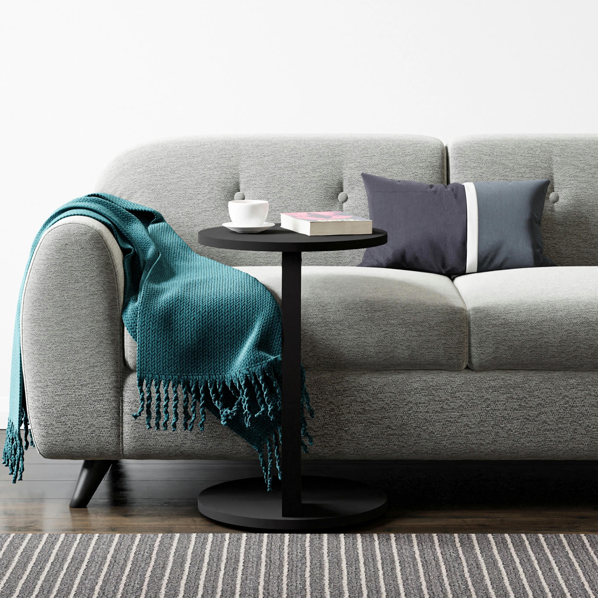 Thumbnail - [en.casa] Beistelltisch, Schwarz, Holzwerkstoff, Rund, 38x56x38 cm, Wohnzimmer, Wohnzimmertische, Beistelltische