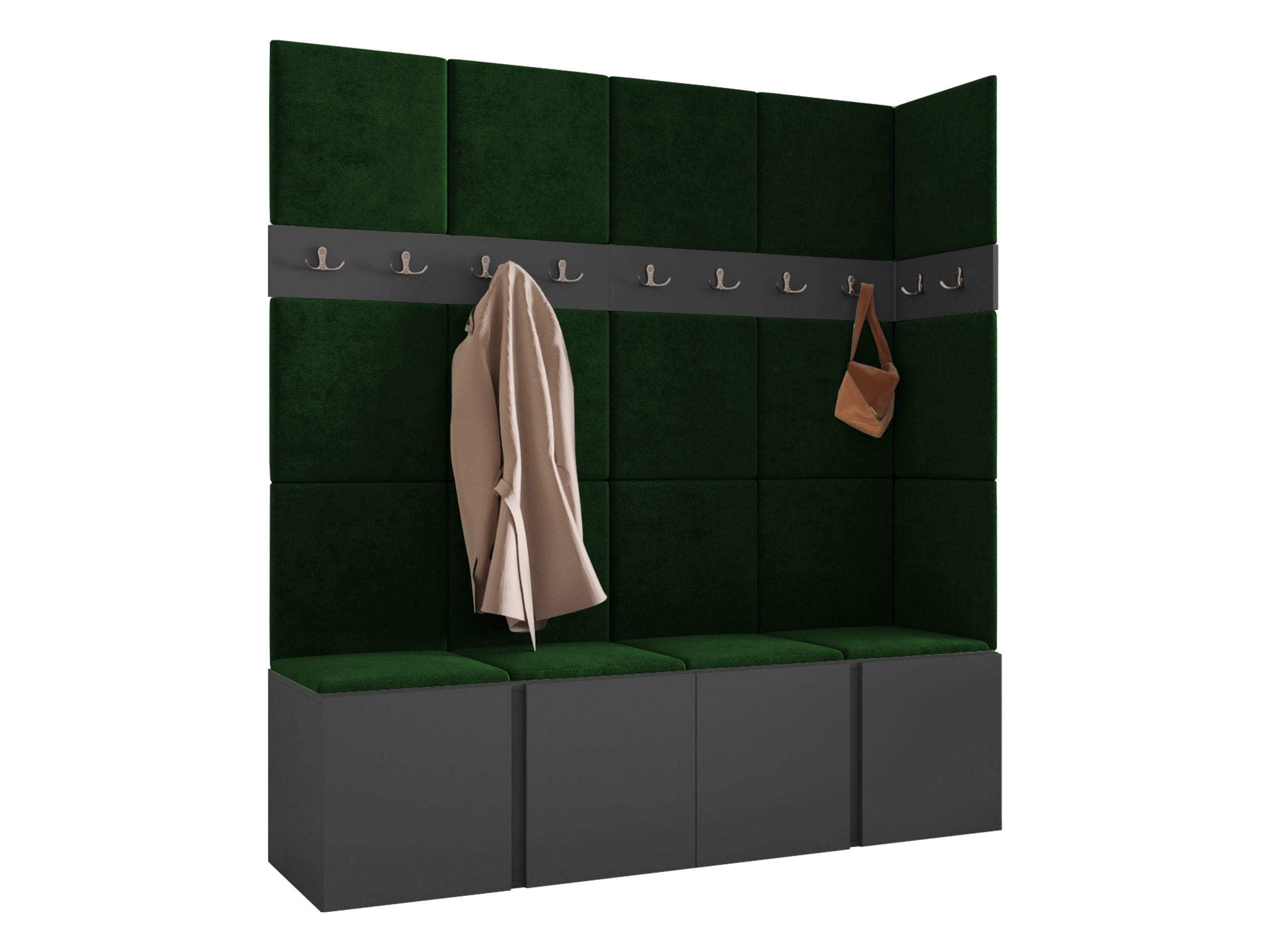 MOBILIER PENTRU HOL Orion II - verde/grafit, material plastic/compozit lemnos (168/186/46cm) - MIRJAN24