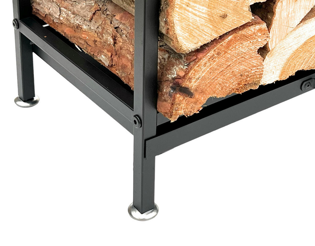 KAMINHOLZREGAL mit Schublade Metall Schwarz 80 cm 96356 - Schwarz, Metall (50/80/25cm) - DanDiBo