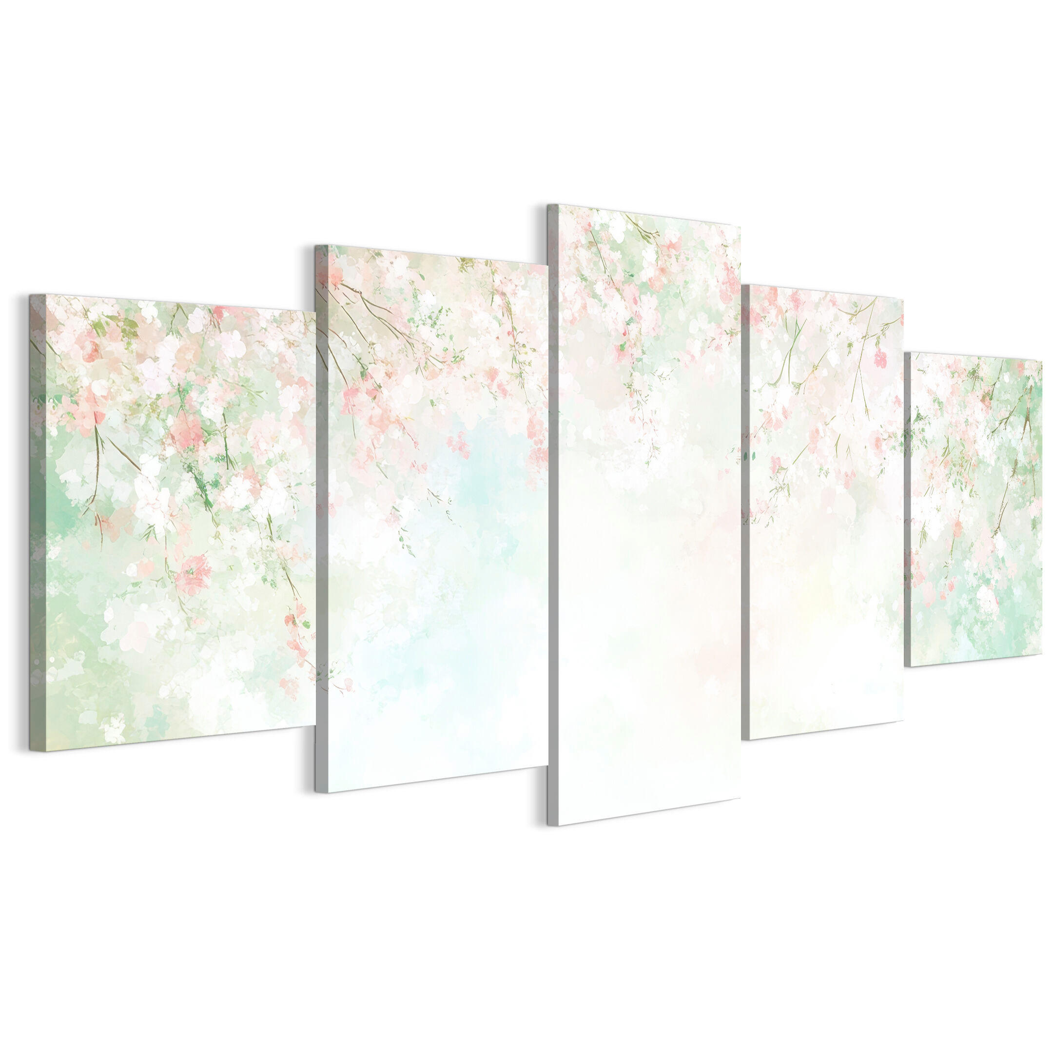 LEINWANDBILD Blütenknospen 5-tlg. 150x75 cm - Multicolor, Holz (150/75cm) - LUMASOUL