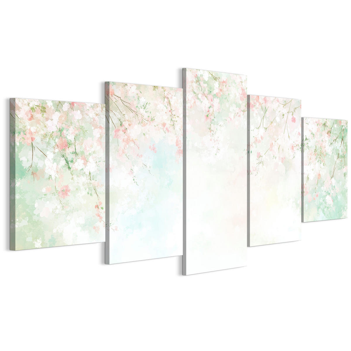 LEINWANDBILD Blütenknospen 5-tlg. 150x75 cm - Multicolor, Holz (150/75cm) - LUMASOUL