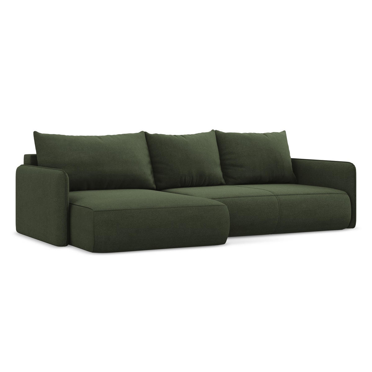 ECKSOFA mit Schlaffunktion Strukturstoff Stoff Grün - Schwarz/Olivgrün, Kunststoff/Textil (148/240cm) - LaMiaSofa