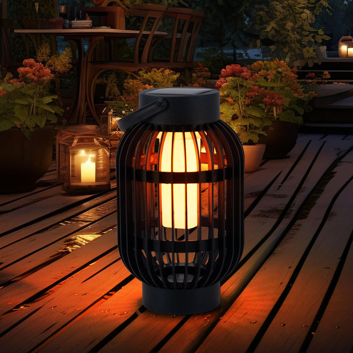 LED AUSSENLEUCHTE Solar Schwarz - Schwarz, Kunststoff (13/13/72.5cm)
