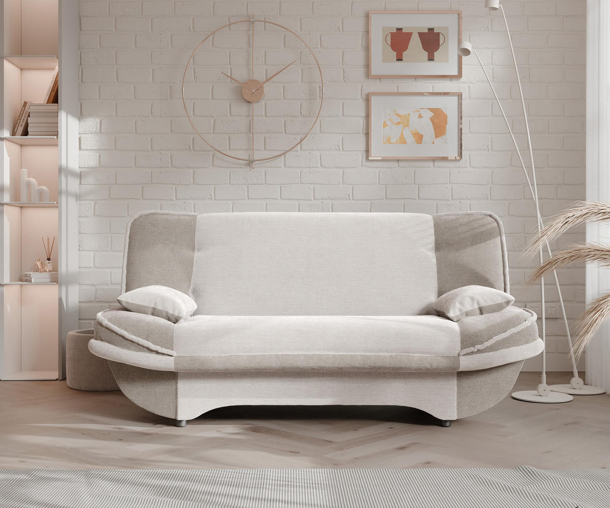 SCHLAFSOFA ORLIN mit Bettkasten Beige/Creme - Sandfarben, Holzwerkstoff/Kunststoff (200/85/90cm) - Idohome