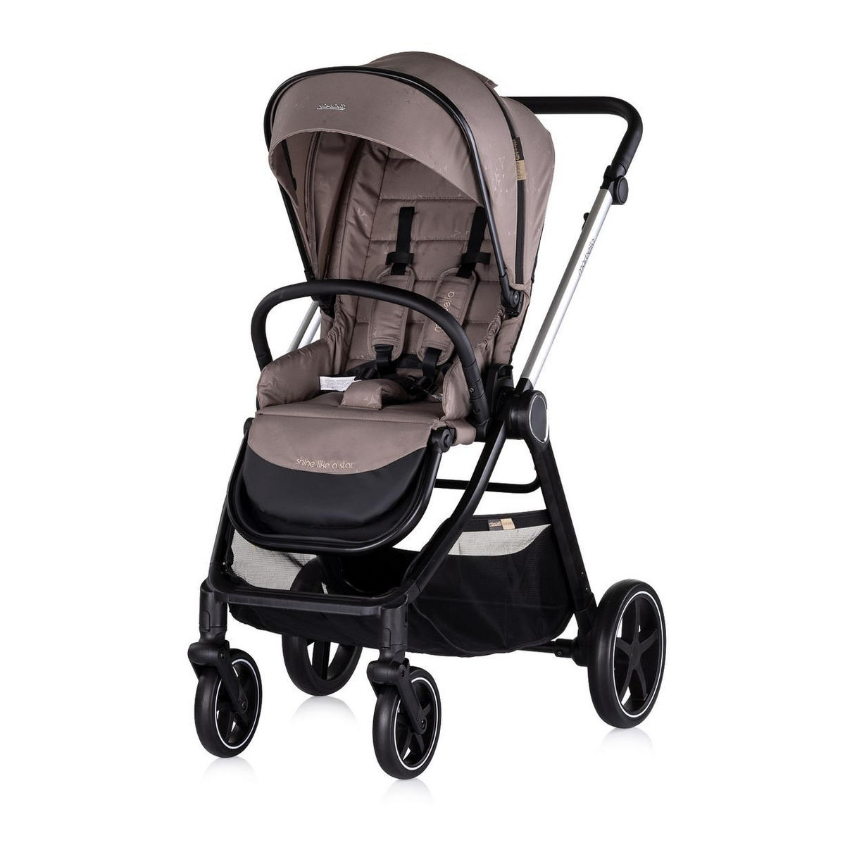 KOMBIKINDERWAGEN Marbella 3 in 1 beige Fußabdeckung Einlage i-Size Babyschale - Beige, Metall (90/63/108cm) - Chipolino