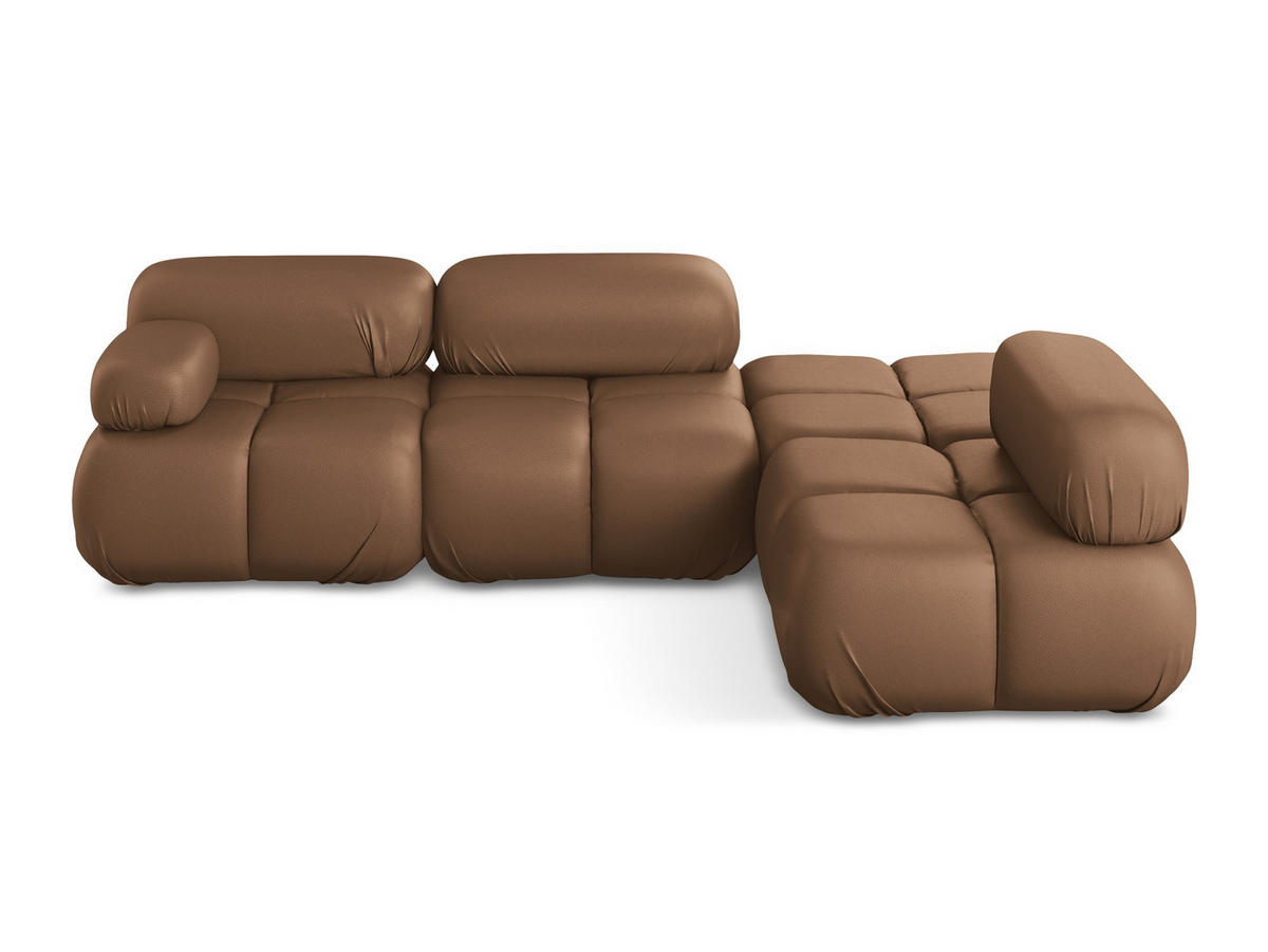 ECKSOFA Rechts Kunstleder Braun - Lila/Schwarz, Leder/Kunststoff (285/190cm) - Makamii