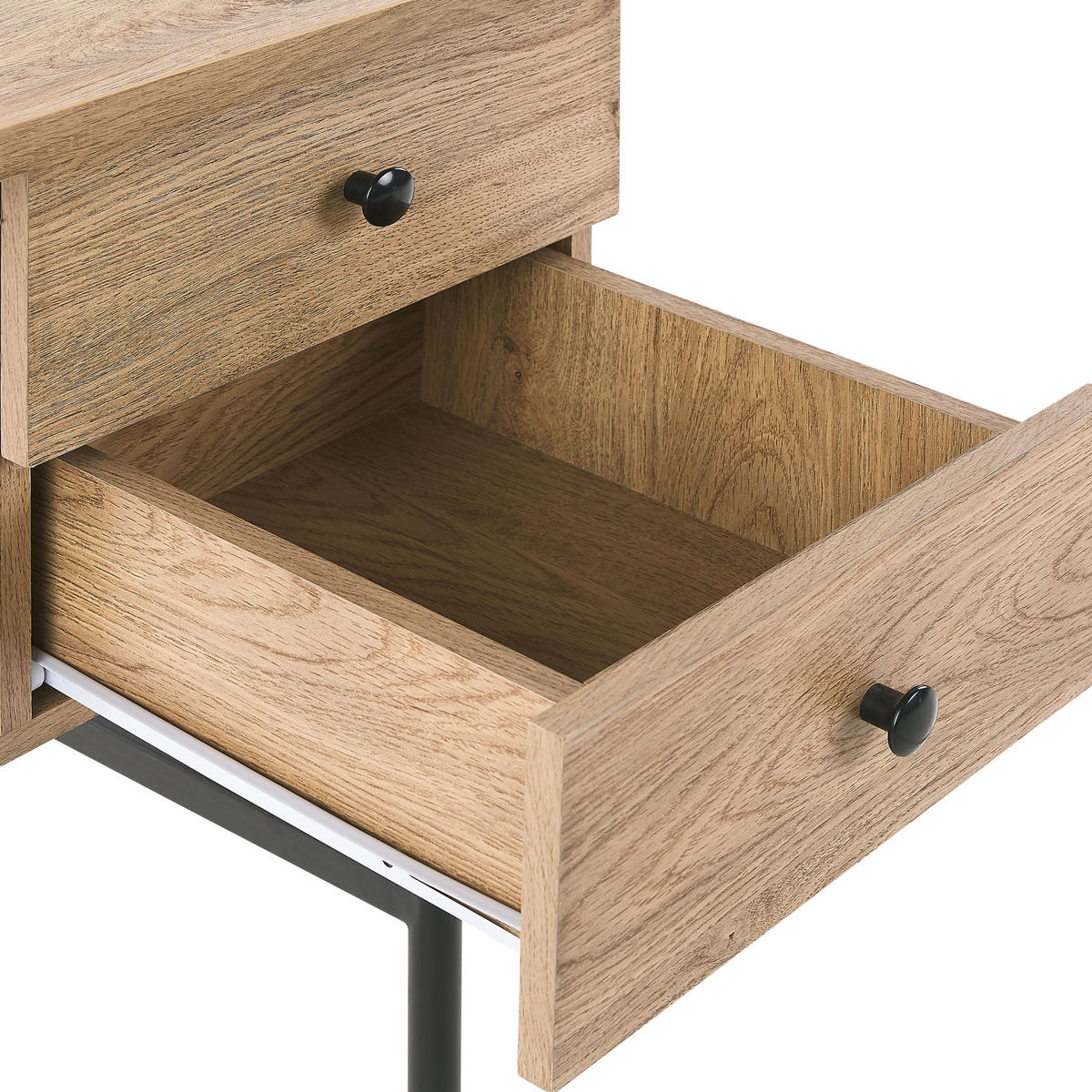 SCHREIBTISCH schwarz/heller Holzfarbton 120/60/77 cm Abilen - Hellgrau, Holzwerkstoff (120/55/77cm) - Beliani