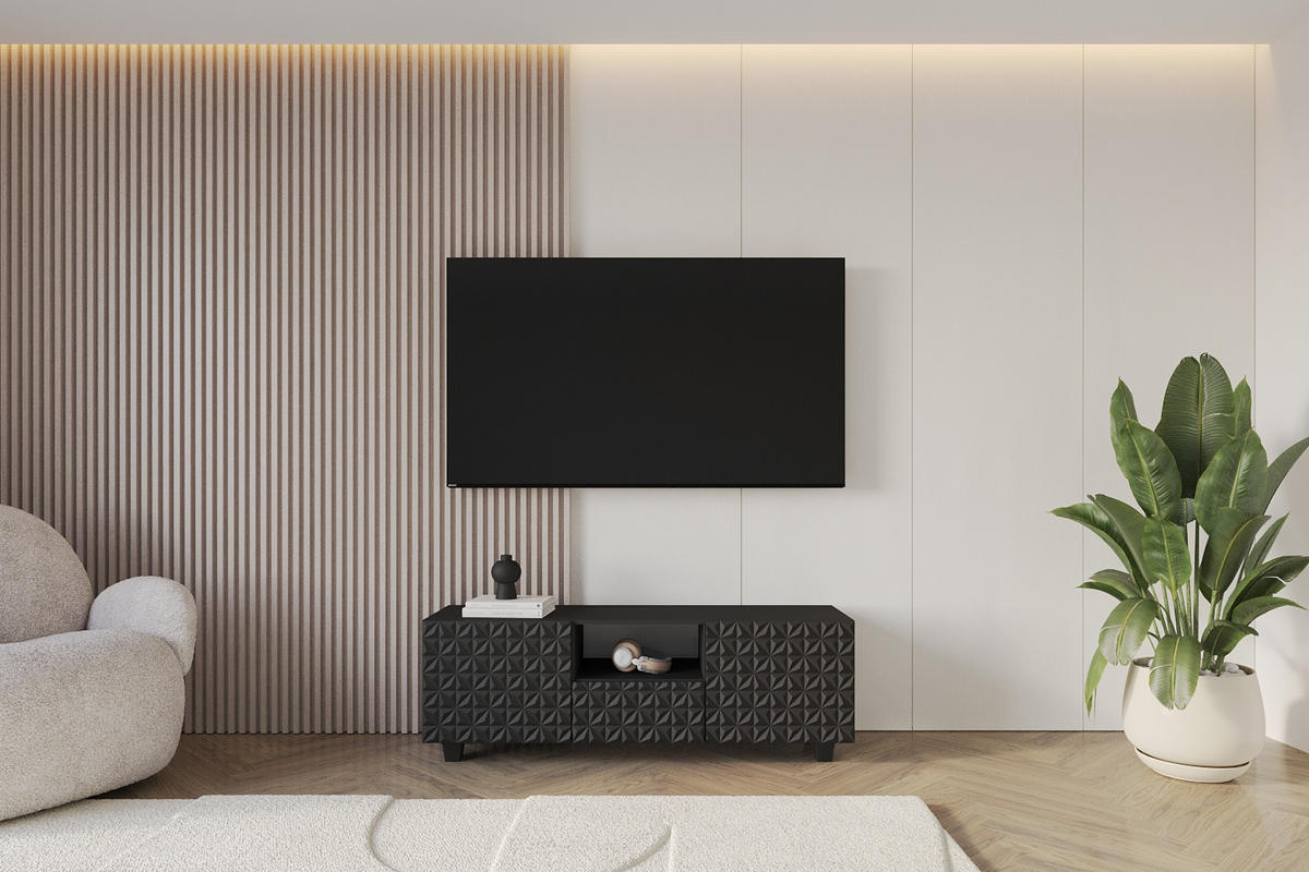 LOWBOARD VIRA-S 140x40x41 cm - Schwarz - Schwarz, Holzwerkstoff (140/50/41cm) - ALTDECOR