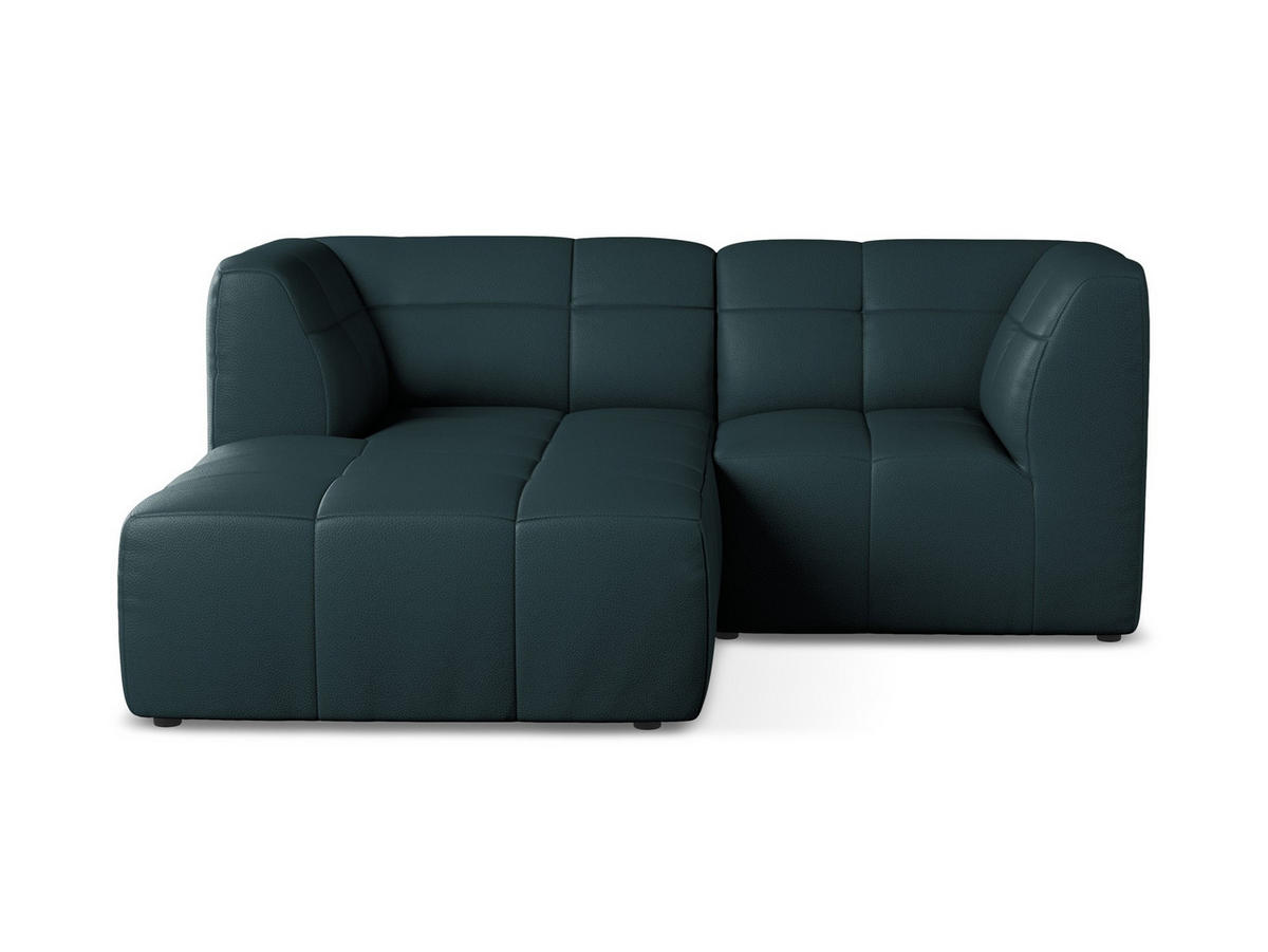 ECKSOFA Links Kunstleder Blau - Petrol/Schwarz, Holzwerkstoff/Kunststoff (191/175cm) - Makamii