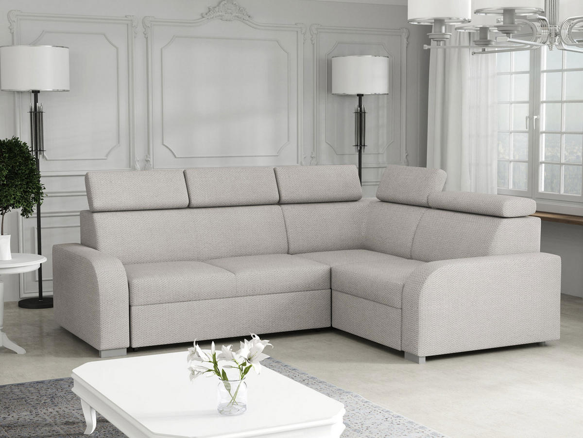 ECKSOFA Oslo 2rR1 80 - Silberfarben/Hellgrau, Holz/Kunststoff (250/200cm) - MIRJAN24