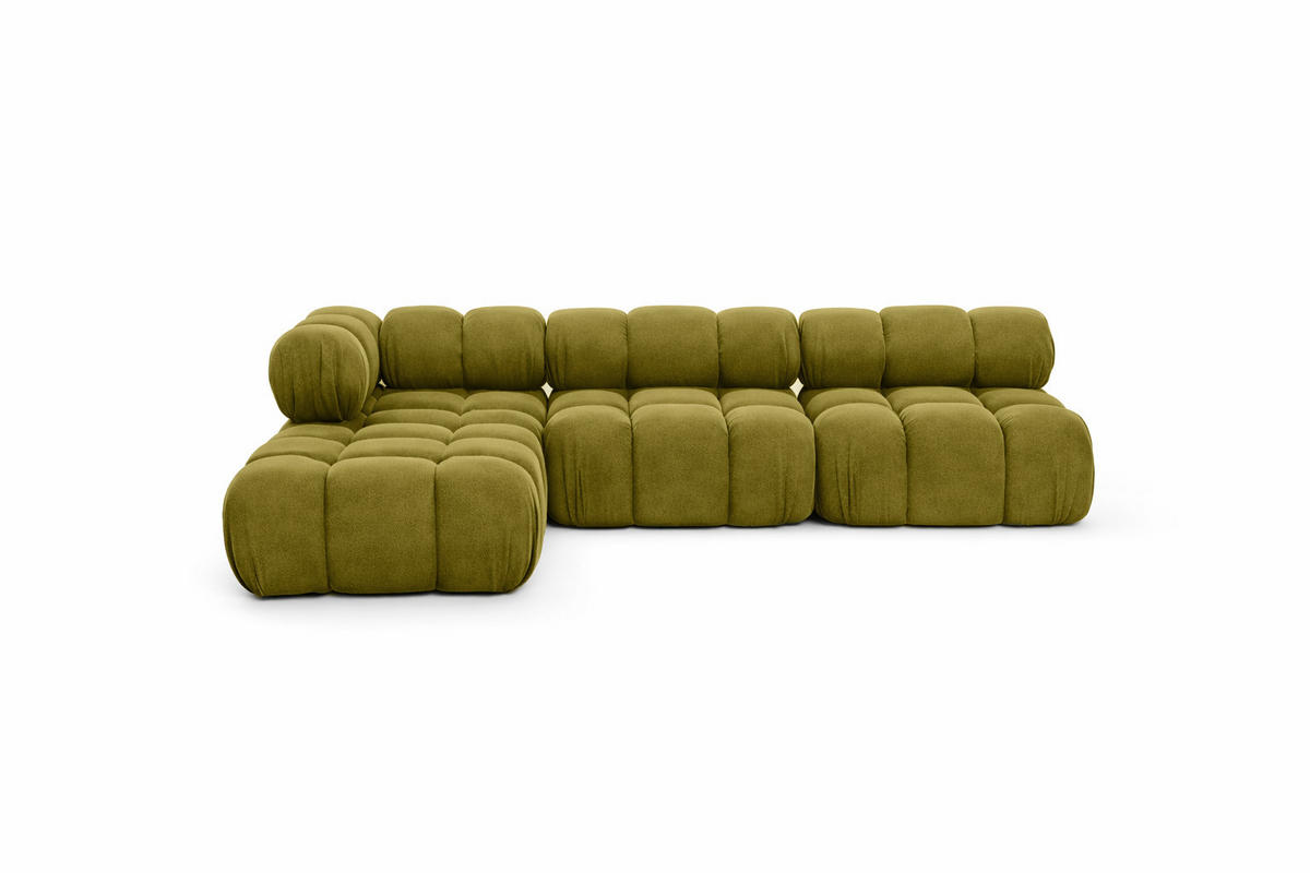 ECKSOFA L-Form Modulare, Veloursstoff Salvador, Olive, Links, Selia - Olivgrün, Holz (285/160cm) - Kaiser Möbel