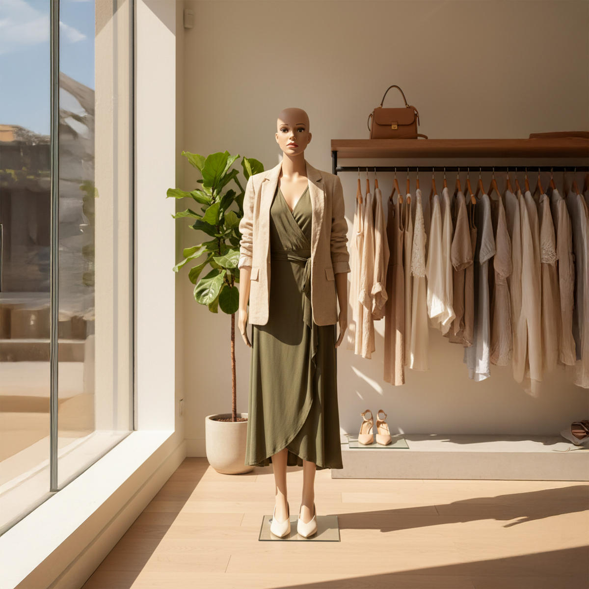 SCHAUFENSTERPUPPE - Beige, Glas/Kunststoff (42/175/30cm) - Relaxdays