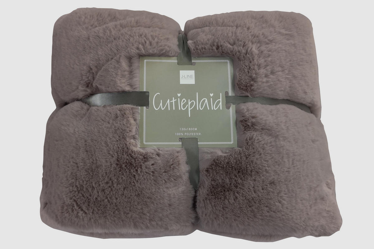 PLAID CUTIE - Plüsch - Taupe - 180/130/3 cm - Taupe, Textil (130/180cm) - J-Line