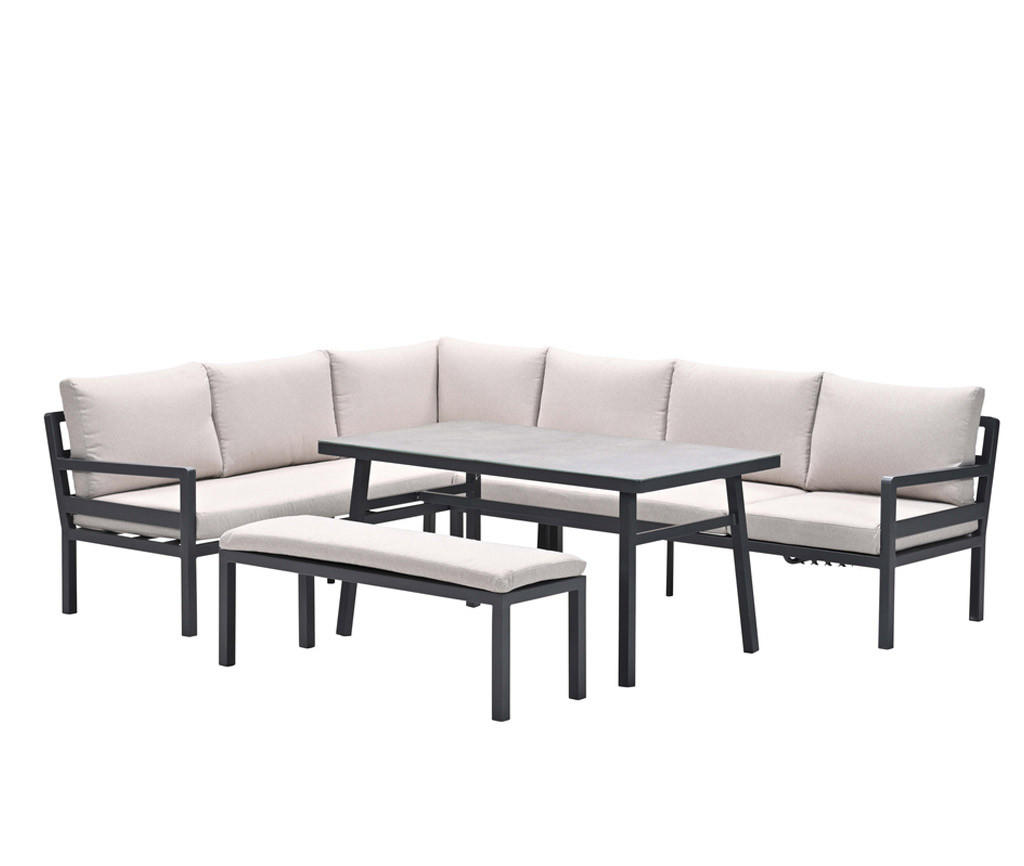 GARTENLOUNGESET Corsica 4-tlg., Premium Dining Ecklounge Set, Gartenmöbelset - Anthrazit, Metall - GARDEN IMPRESSIONS