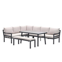 GARTENLOUNGESET Corsica 4-tlg., Premium Dining Ecklounge Set, Gartenmöbelset - Anthrazit, Metall - GARDEN IMPRESSIONS