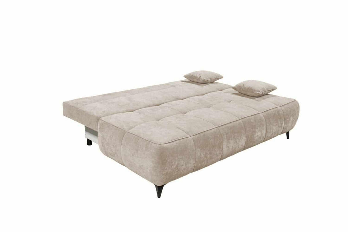 SCHLAFSOFA mit Bettkasten und Schlaffunktion - Beige/Schwarz, Kunststoff/Textil (215/96/106cm) - ed exciting design