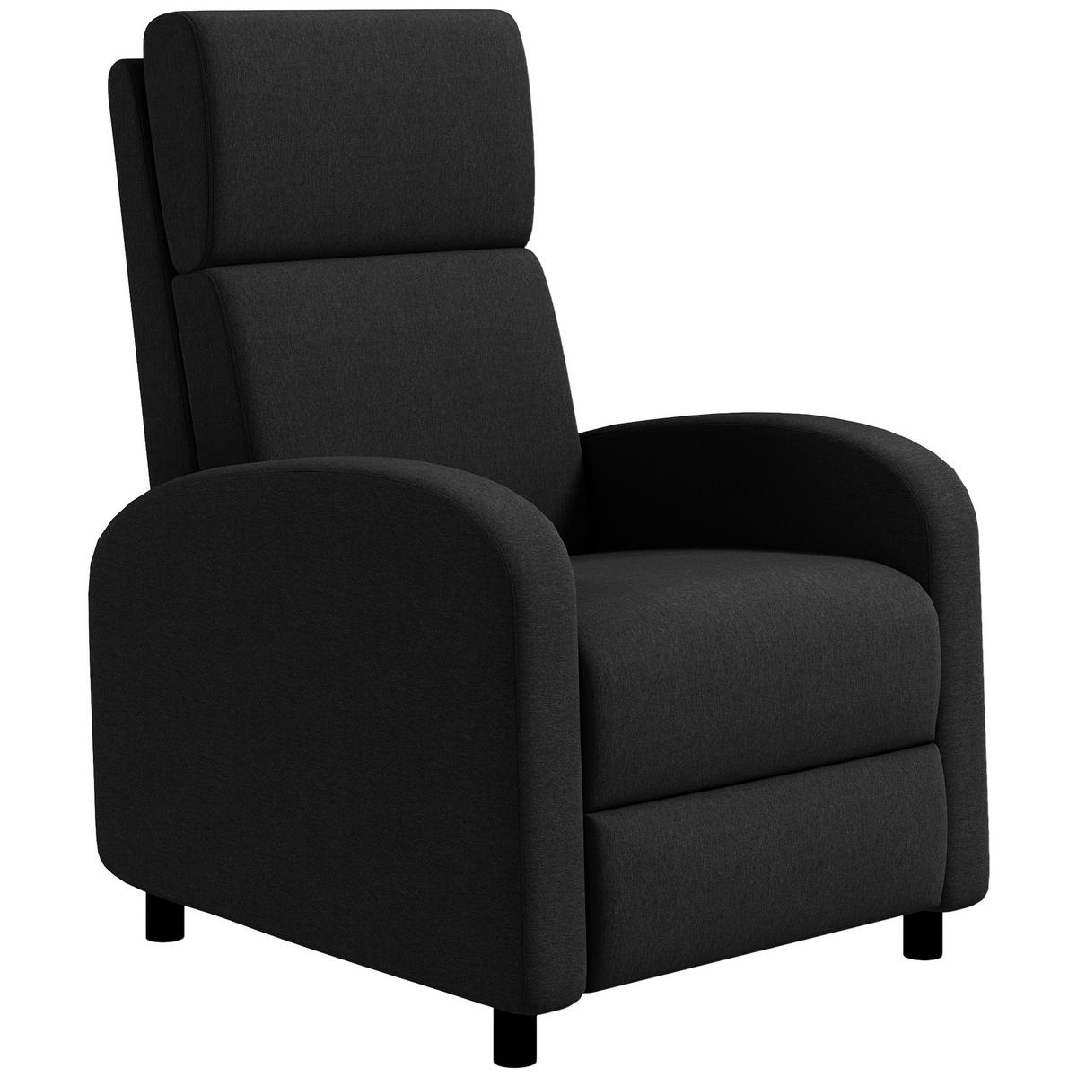 RELAXSESSEL DE-06388 160° neigbar, Fußstütze, Leinenoptik Schwarz - Schwarz, Holzwerkstoff/Textil (64/102/86cm) - ComfortXL