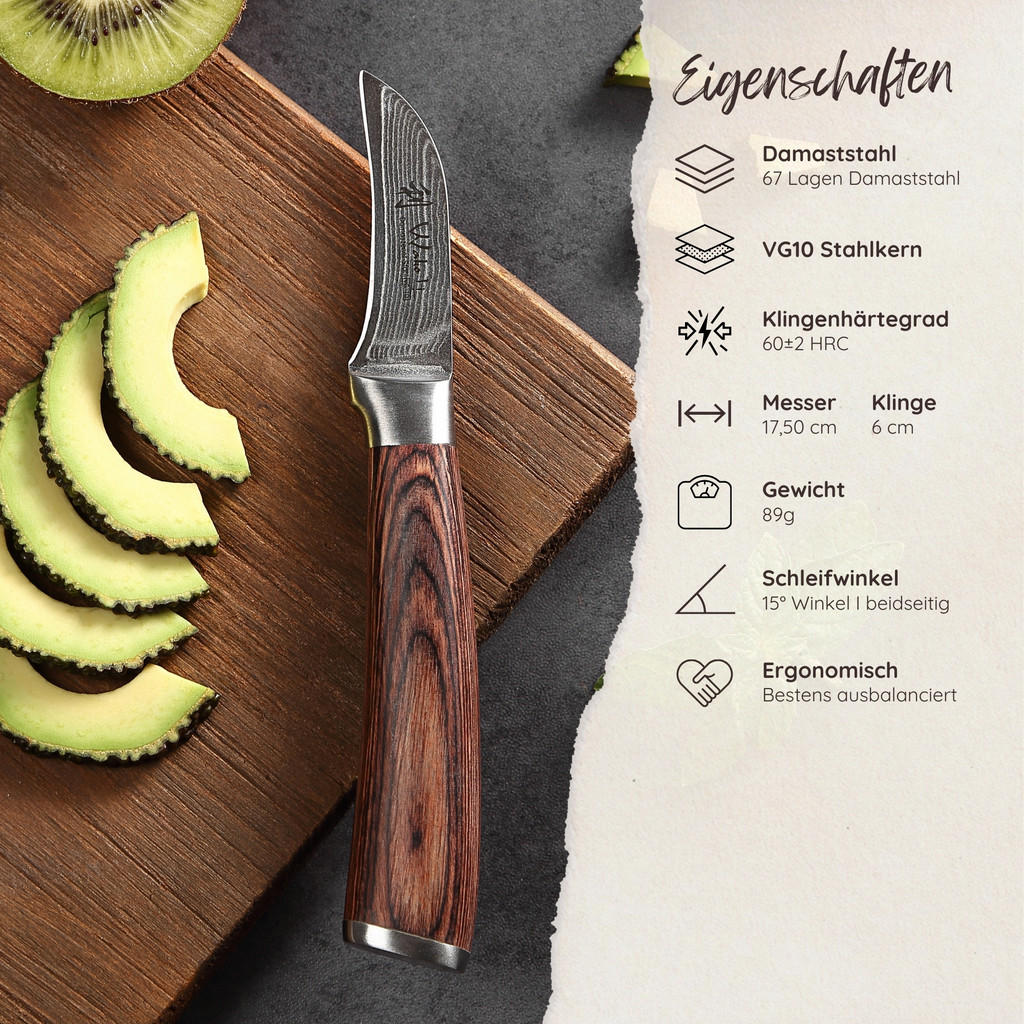 Thumbnail - Wakoli Schälmesser, Braun, Metall, Holz, 17 cm, Kochen, Küchenmesser, Gemüsemesser