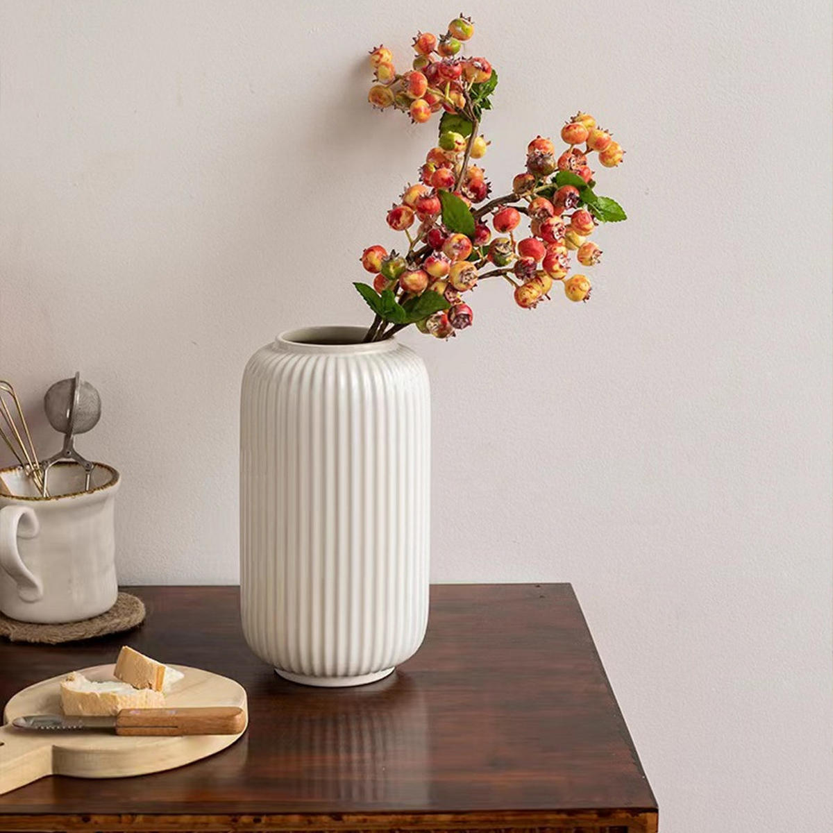 VASE 7.5 x 7.5 x 20 cm Kunststoff - Weiß, Keramik (20cm) - LIBRATON