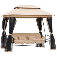 HOLLYWOODSCHAUKEL mit Seitenwänden, 3-Sitzer, Beige, 256 x 172 x 248 cm - Beige, Metall (172/248/256cm) - Outsunny