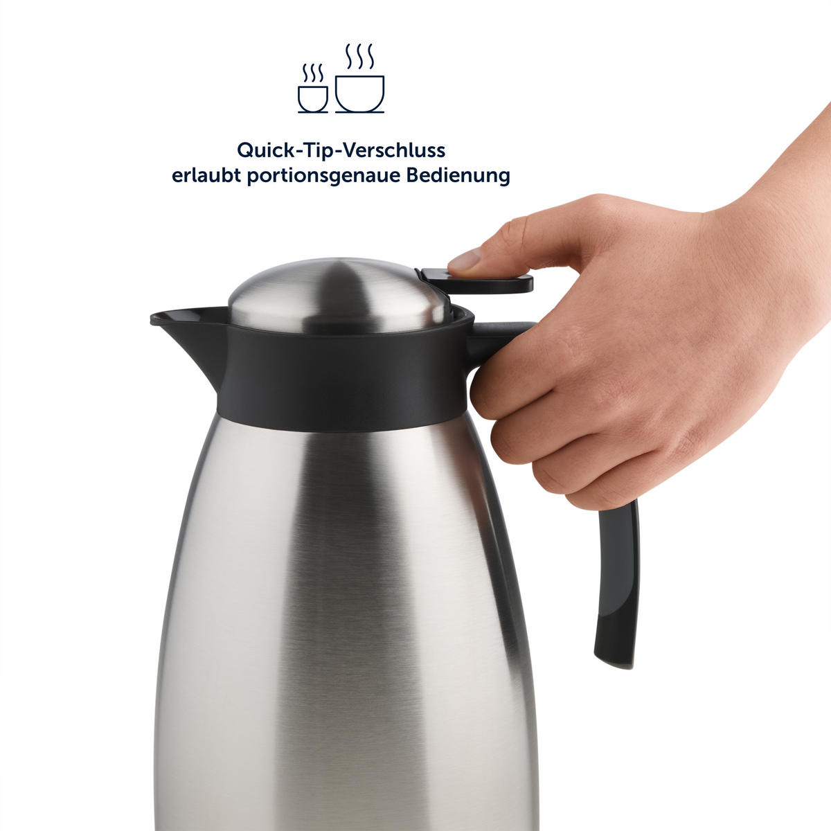 THERMOSKANNE Carla 1L Weiß – Große Isolierkanne 1000 ml - Weiß, Metall (1L) - Blumtal