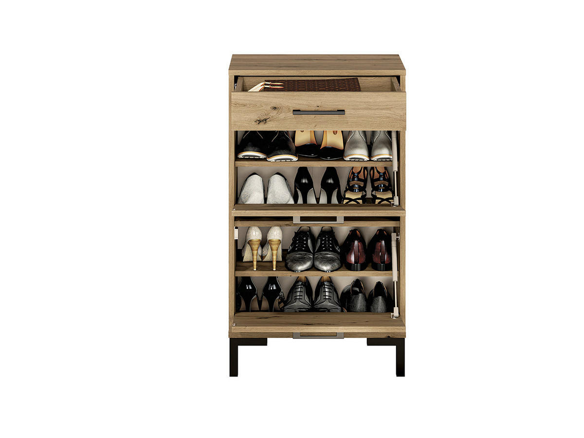 SCHUHSCHRANK – 55 cm – Nevio – Eichefarben - Eichefarben, Holzwerkstoff (55/94/34cm) - hi-markt