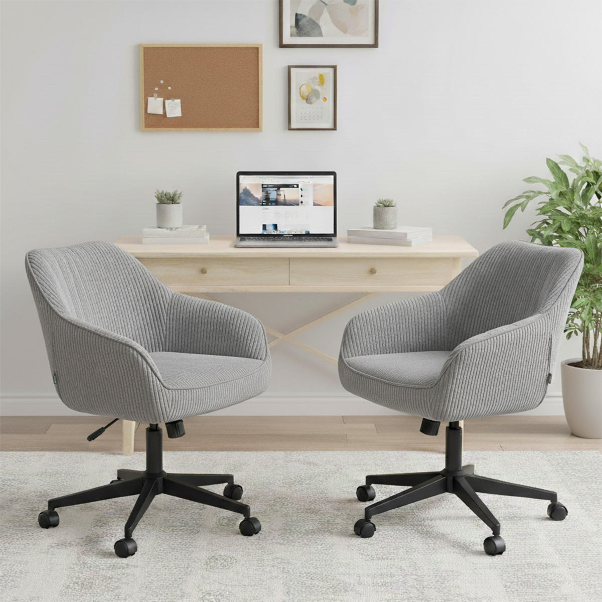 BÜROSTUHL Mika-Elio 2er-Set - Schwarz/Grau, Textil/Metall (60/79/61cm) - DUBI Möbel