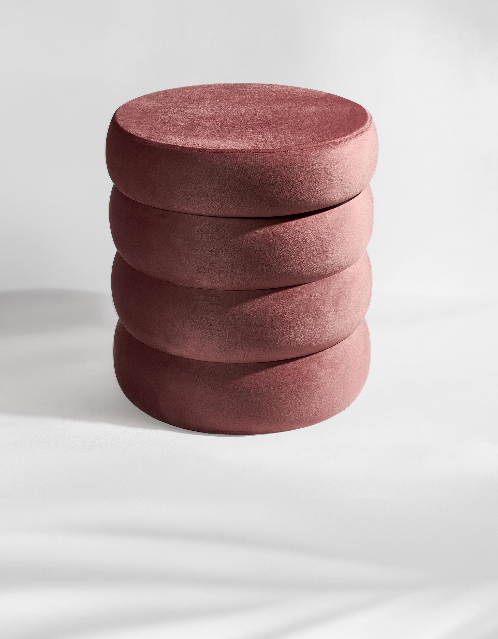 SAMTHOCKER mit Stauraum Rund – Samt Pouf Rosa - Rosa, Textil (42/47/42cm) - Blumtal
