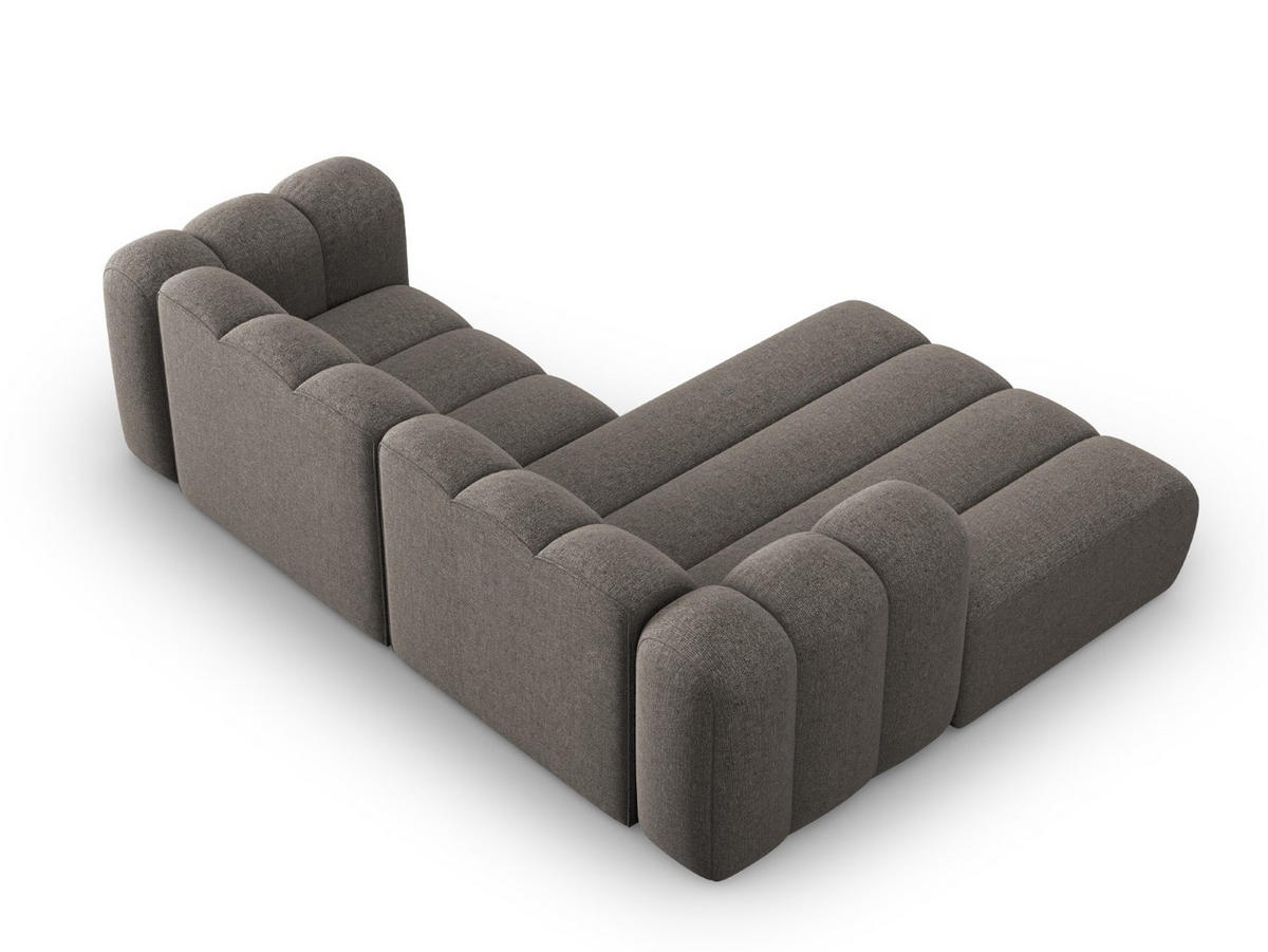 ECKSOFA modular links Lupine aus Chenille-Stoff grau 3 Sitzplätze - Grau, Textil (177/230cm) - Micadoni