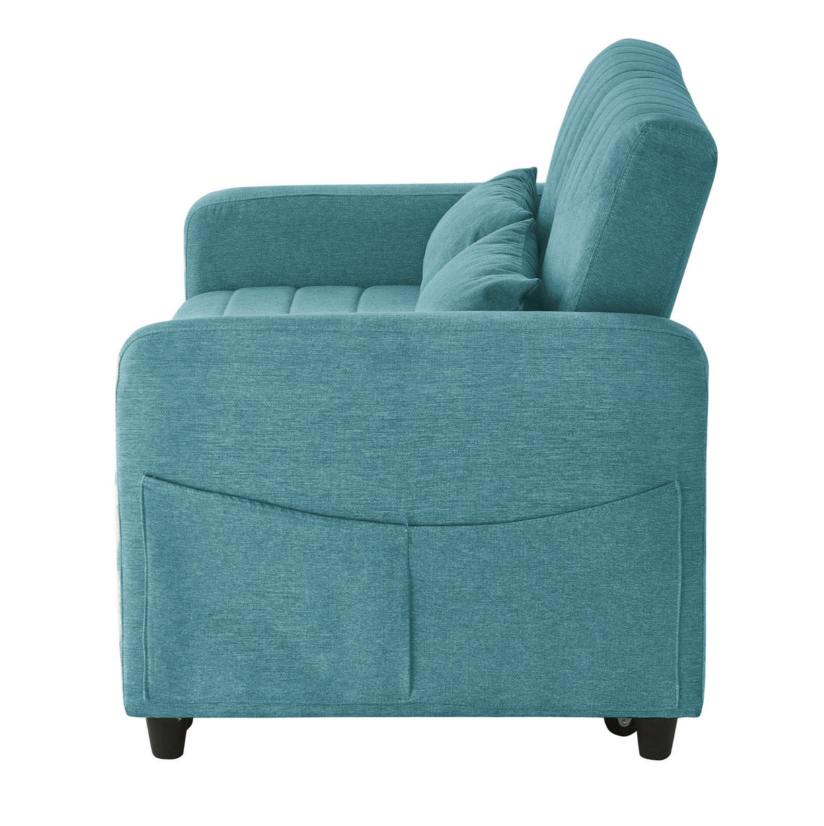 SOFABETT mit Schlaffunktion 166 x 95 cm Baumwoll-Leinen - Blau, Metall (77/82.5/114cm) - Meubliv