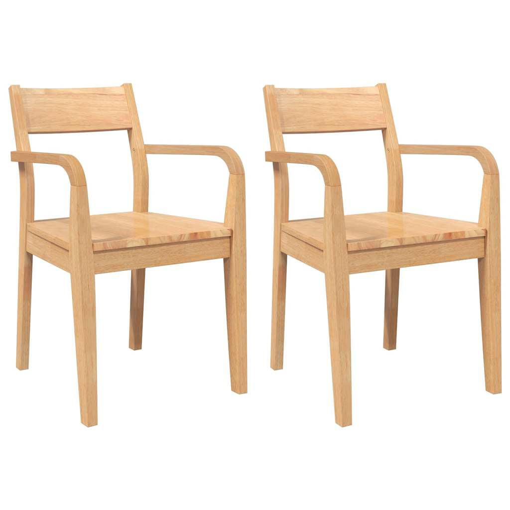 ESSZIMMERSTÜHLE 2Er Set Natur Massivholz Gummibaum - Braun, Holz (57/80.5/51cm) - vidaXL
