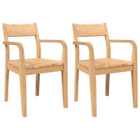 ESSZIMMERSTÜHLE 2Er Set Natur Massivholz Gummibaum - Braun, Holz (57/80.5/51cm) - vidaXL
