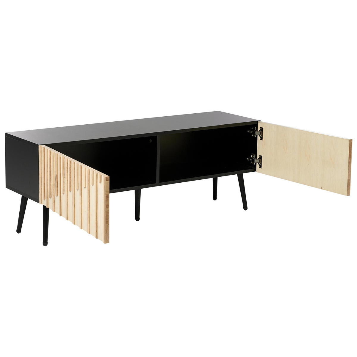 TV STOLEK Světlejší Odstín dřeva/Černý Dalcross - černá/světle hnědá, kompozitní dřevo (120/45/36cm) - Beliani