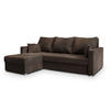 ECKSOFA NIDA Braun Geflochtener Stoff mit Schlaffunktion - Braun, Holz (220/143cm) - MASSENO