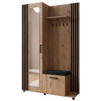 GARDEROBENSCHRANK ARMADIO 137/207/42 cm Modern Garderobe-Set Eiche Artisan - Schwarz/Eiche Artisan, Holzwerkstoff (137/207/42cm) - MASSENO