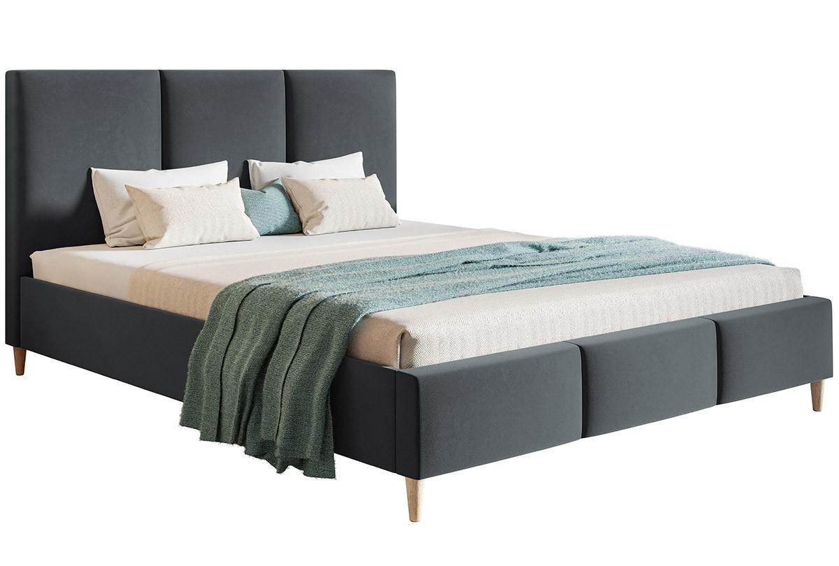 BETT Grafit LUXO 7 Gepolstert Auf Hohen Holzbeinen 120x200 cm - Graphitfarben, Textil (120/200cm) - Sepro Meble