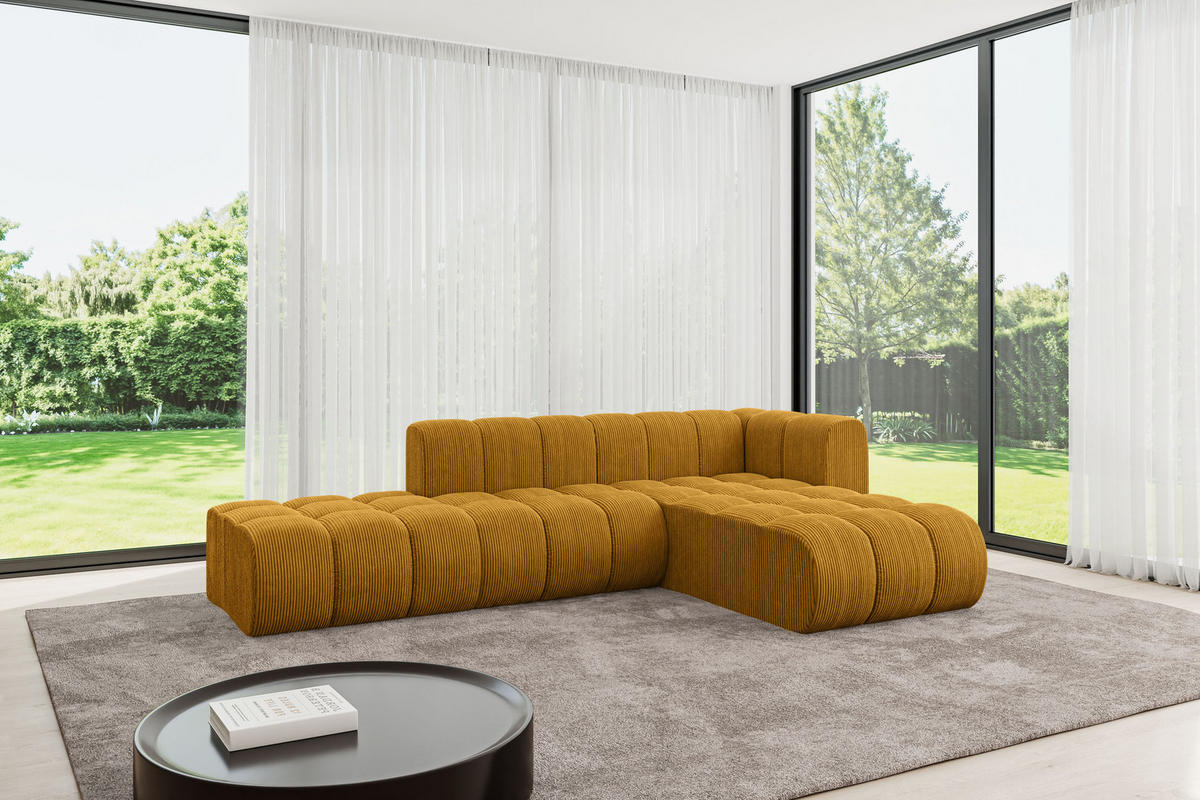 ECKSOFA modulares Sofa Zuvon-L1 - 296x177x70 cm Senfgelb - Currygelb, Holzwerkstoff/Textil (296/177cm) - ALTDECOR
