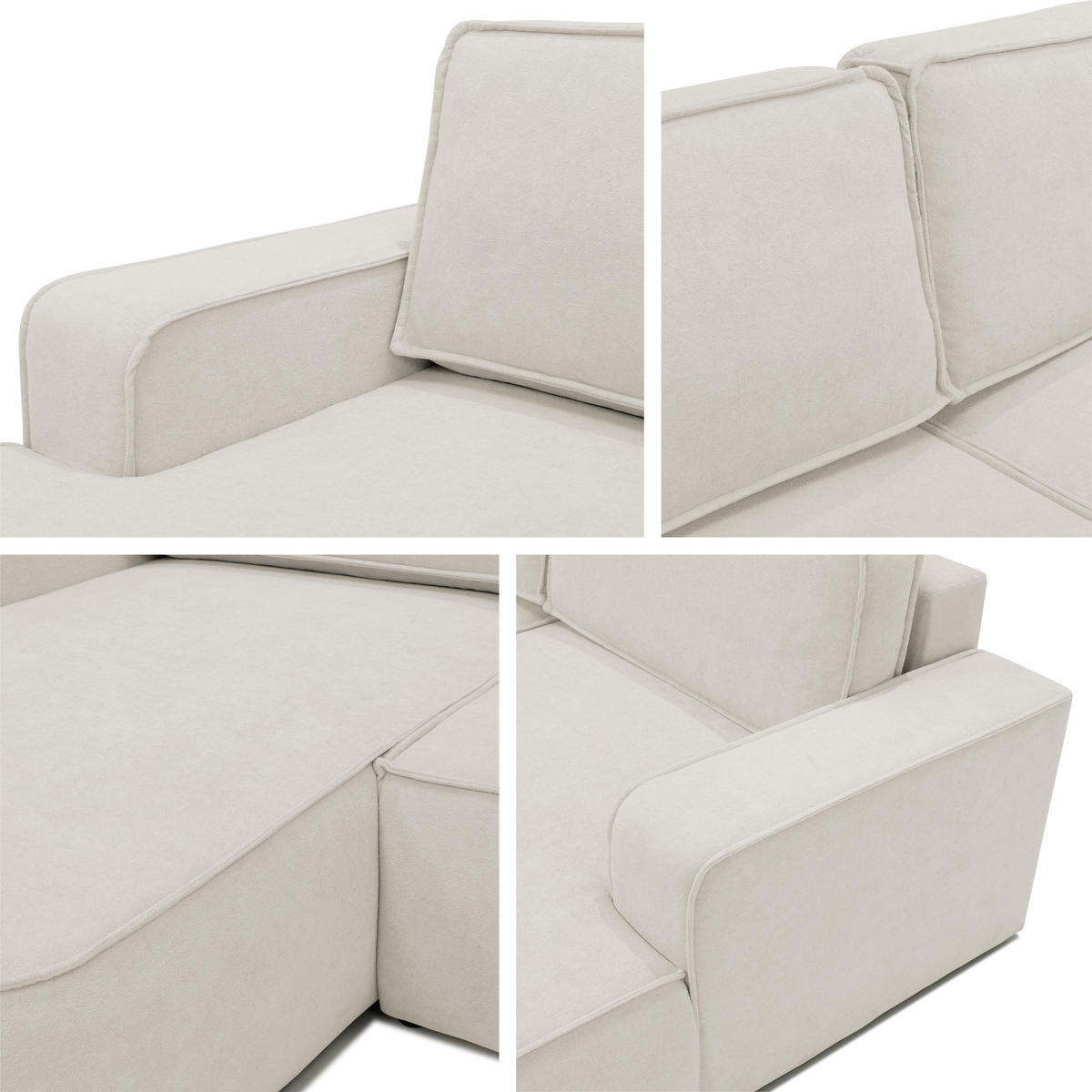 WOHNLANDSCHAFT Mono U - Hellgrau/Schwarz, Holz/Kunststoff (364/87/168cm) - MIRJAN24