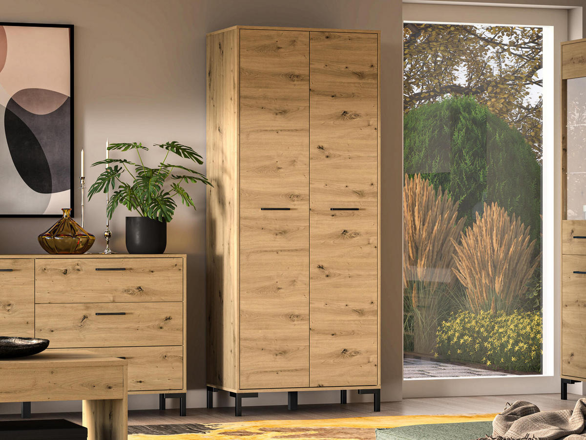 KLEIDERSCHRANK NEVIO Beige 80x51x200 cm - Beige, Holzwerkstoff (80/200/51cm) - FURNLUX