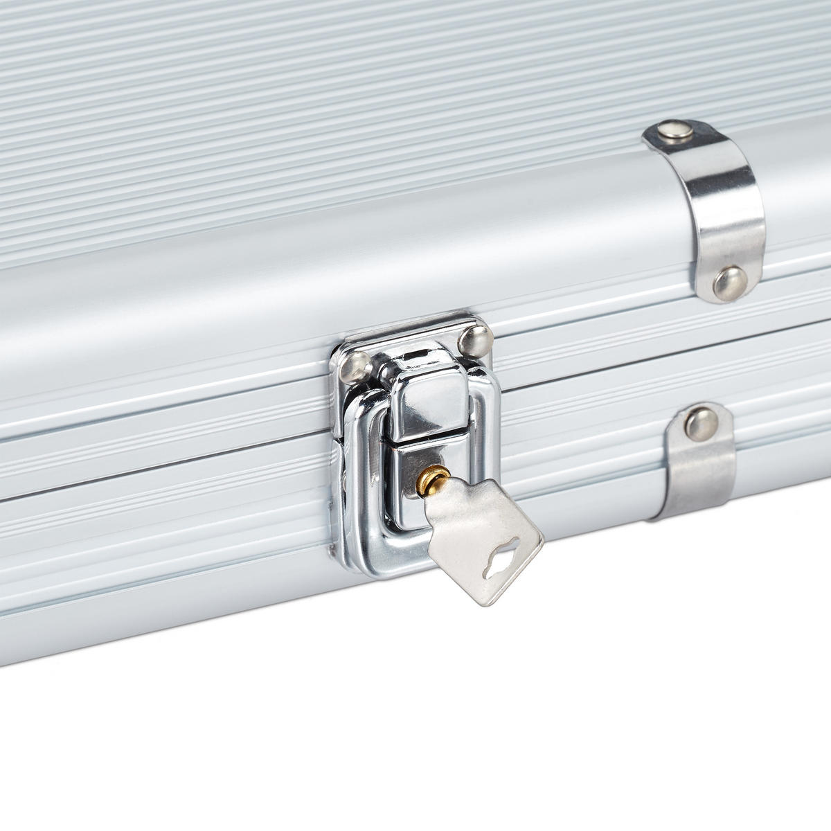 POKERKOFFER - Silberfarben, Kunststoff/Metall (56.5/6.5cm) - Relaxdays