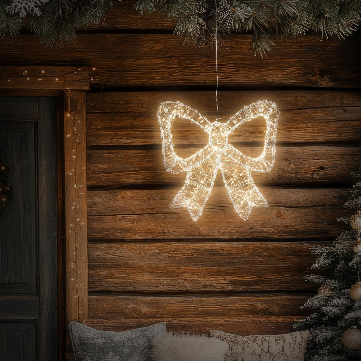 LED MAŠLE s časovačem, 500 LED, teplá bílá, vánoční dekorace, 33 cm, pro vnitřní i venkovní použití - bílá, plast (37/33/5cm) - ECD-Germany