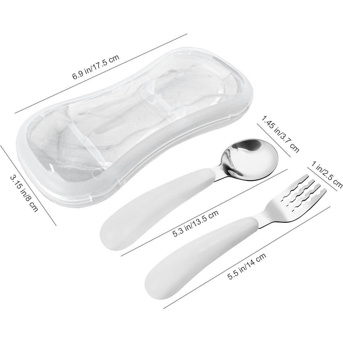 KINDERBESTECK Set 2-teilig mit Reiseetui Weiß - Weiß, Metall