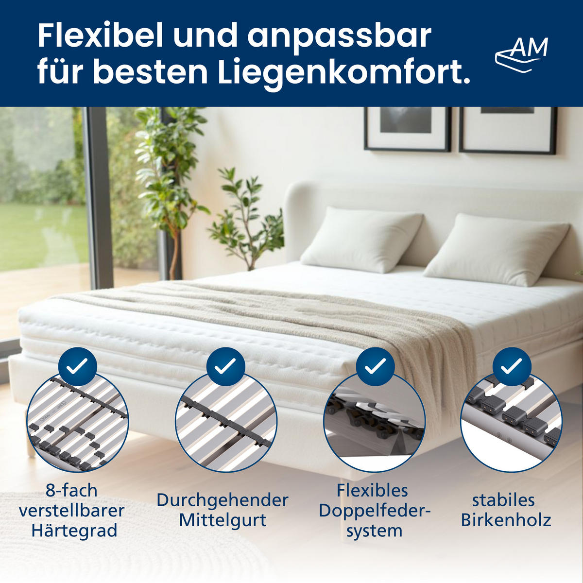 LATTENROST VERSTÄRKT 90/210 cm - Braun, Holz (90/210cm) - AM Qualitätsmatratzen