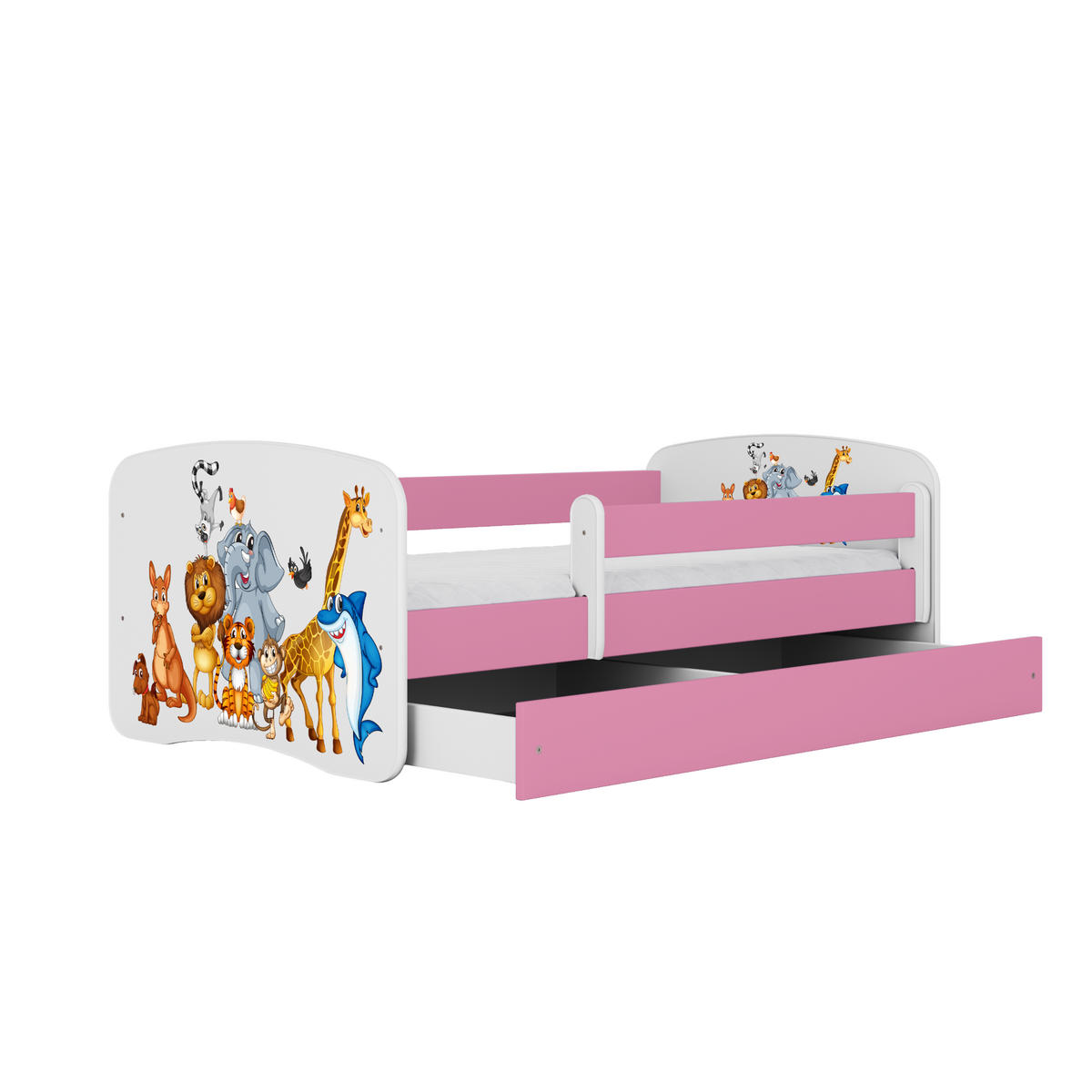 KINDERBETT Tiere mit Schublade 140/70 80/61/144 - Rosa, Holzwerkstoff (70/140cm) - RAUMHIRSCH FURNITURE