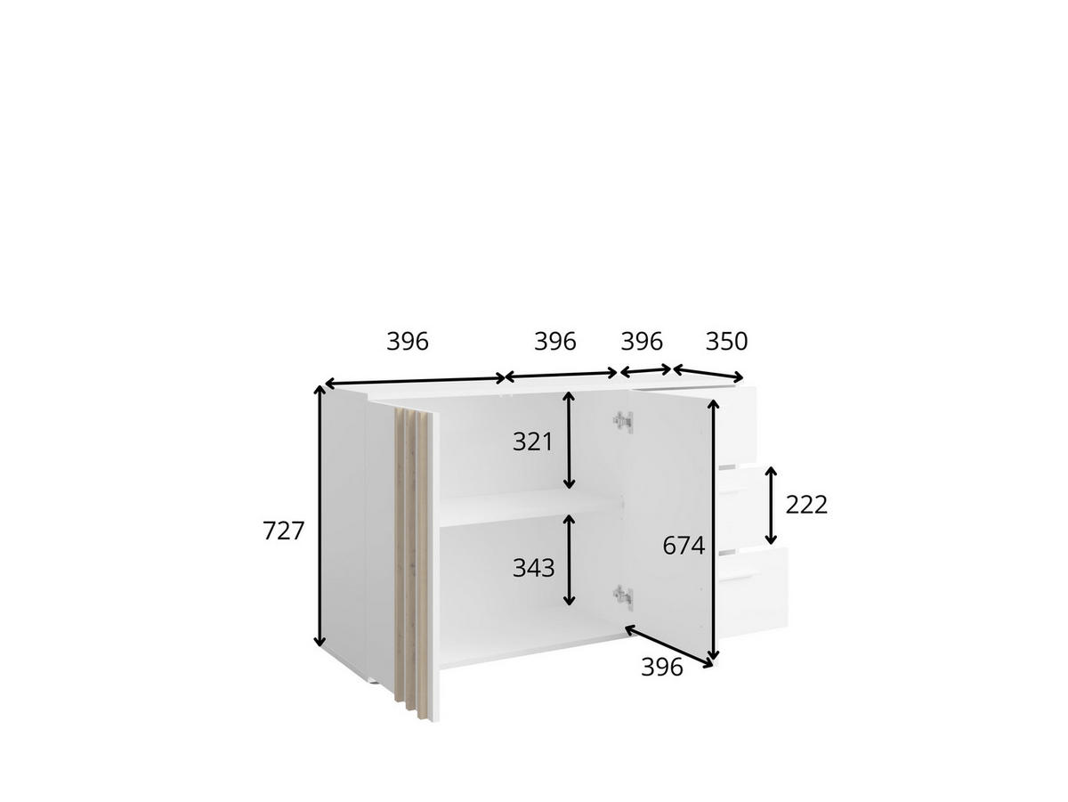 KOMMODE Schwarz 120/73/35 - Schwarz, Holzwerkstoff (120/73/35cm) - RAUMHIRSCH FURNITURE