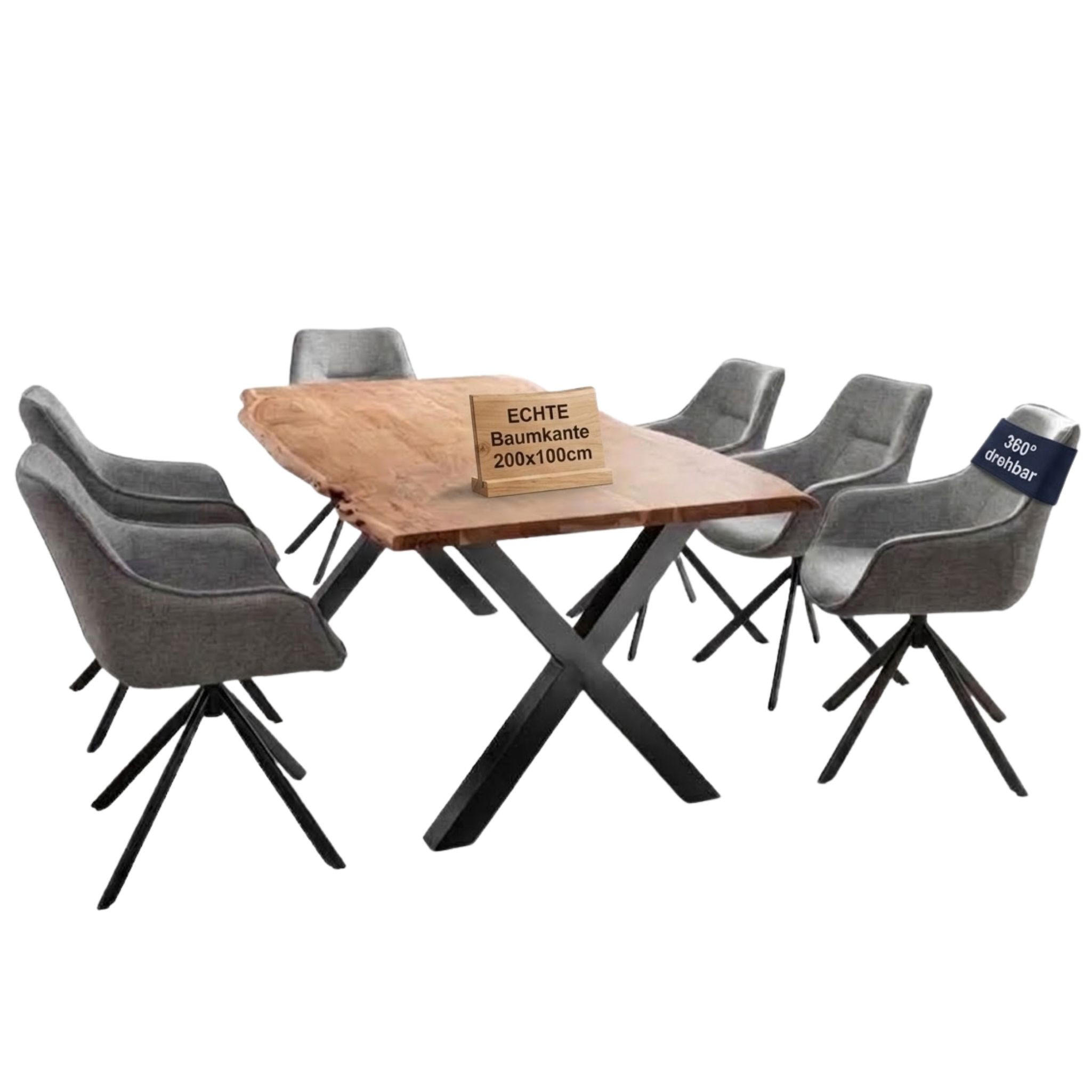 ESSZIMMER-SET San Carlo und Catania - Hellgrau/Schwarz, Holz/Textil (100/76/200cm) - Mr. Deko